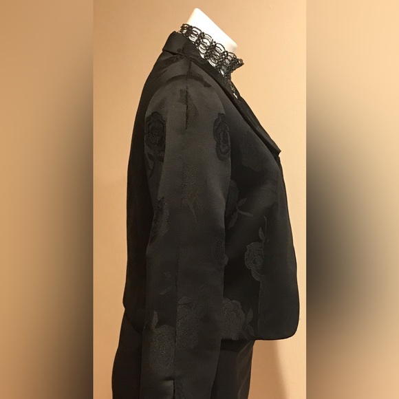 Isabel Ardee Small Black column 1 Button Light Floral Pattern Jacket Sz 12 - Picture 4 of 10